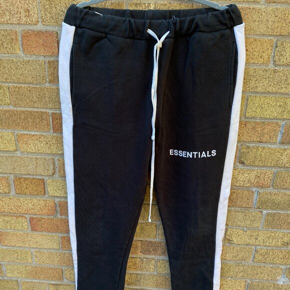 Essentials Fear of God Side Stripe Sweatpants Joggers Small Black - Picture 3 of 8